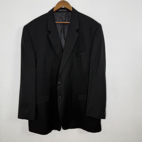 Ralph Lauren Blazer Mens 52L Black Wool Two Button Notch Lapel Jacket Coat - Picture 1 of 7